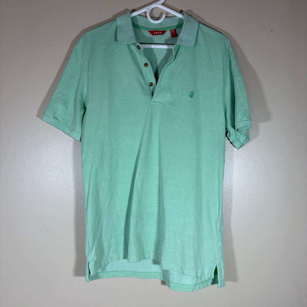 IZOD Short Sleeve Casual Pullover Polo Shirt Adult Mens Size M Mint Green